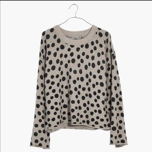 Madewell L cream w/ black polka dots sweater NWOT